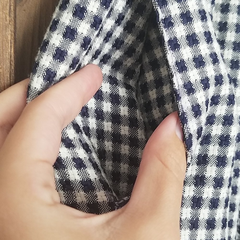 Blue and white checkered midi skirt - Picture 3 of 5